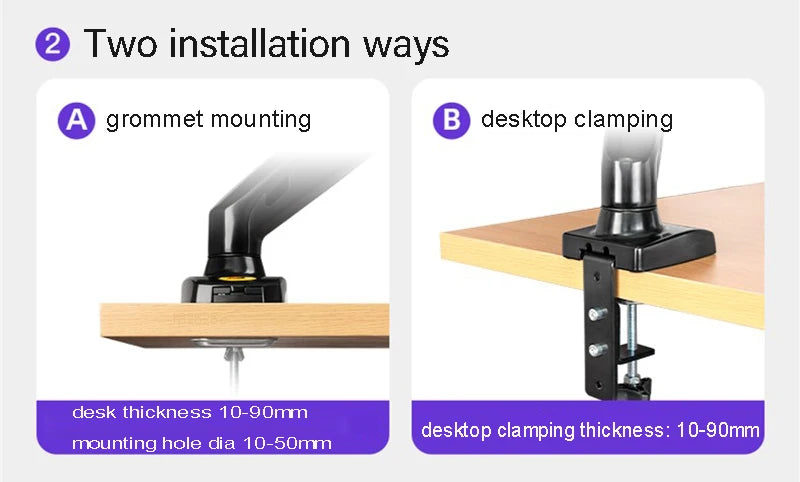 White Color Dual Arm Monitor Support 17-30 Inch  Mount Bracket Holder Load 2-9 Kgs Each NB F160