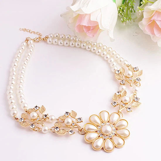 New Arrival Women's Bohemian Artificial Pearl Flower Pendant Necklace Choker Jewelry Gift Wholesale Dropshipping