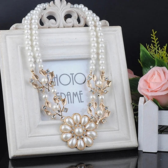 New Arrival Women's Bohemian Artificial Pearl Flower Pendant Necklace Choker Jewelry Gift Wholesale Dropshipping