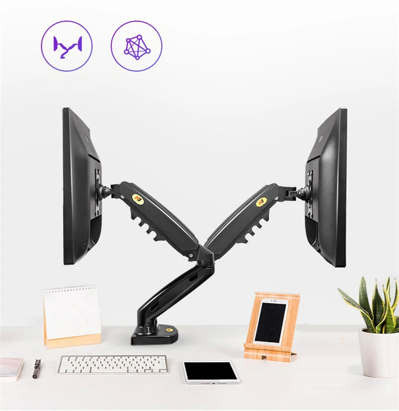 White Color Dual Arm Monitor Support 17-30 Inch  Mount Bracket Holder Load 2-9 Kgs Each NB F160