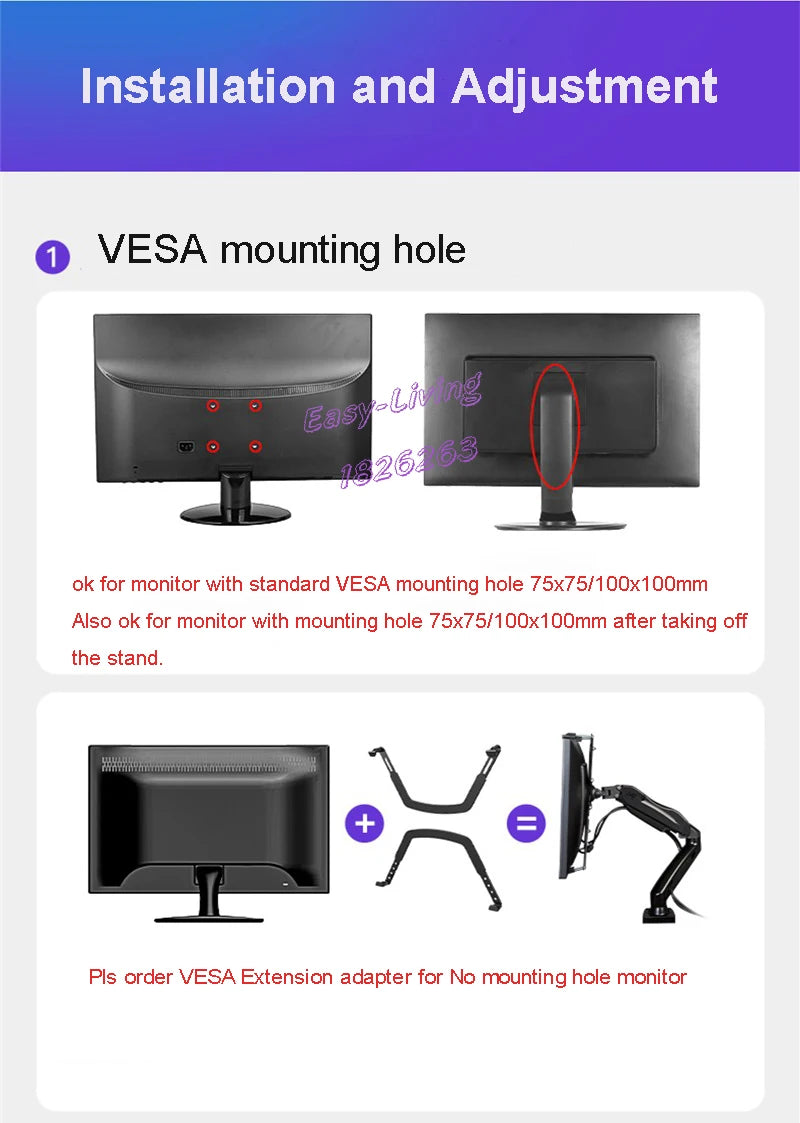 White Color Dual Arm Monitor Support 17-30 Inch  Mount Bracket Holder Load 2-9 Kgs Each NB F160