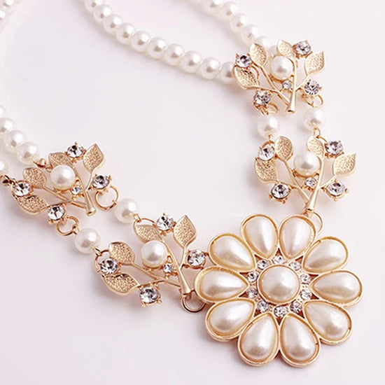 New Arrival Women's Bohemian Artificial Pearl Flower Pendant Necklace Choker Jewelry Gift Wholesale Dropshipping