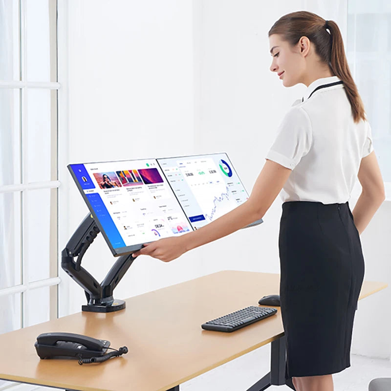 White Color Dual Arm Monitor Support 17-30 Inch  Mount Bracket Holder Load 2-9 Kgs Each NB F160