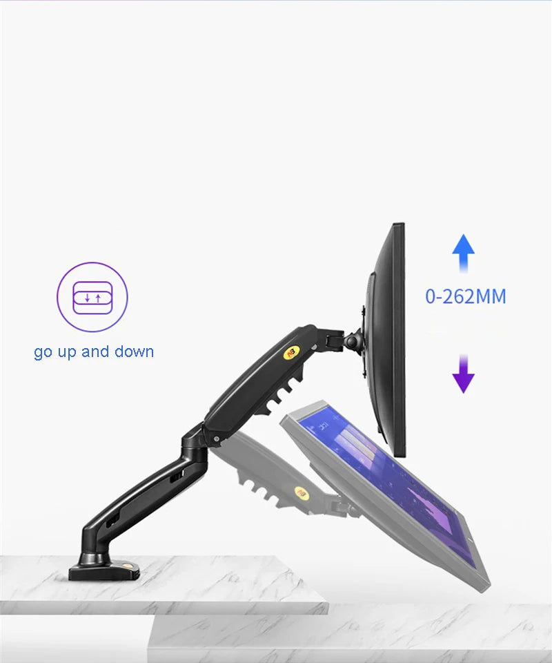 White Color Dual Arm Monitor Support 17-30 Inch  Mount Bracket Holder Load 2-9 Kgs Each NB F160
