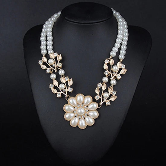 New Arrival Women's Bohemian Artificial Pearl Flower Pendant Necklace Choker Jewelry Gift Wholesale Dropshipping