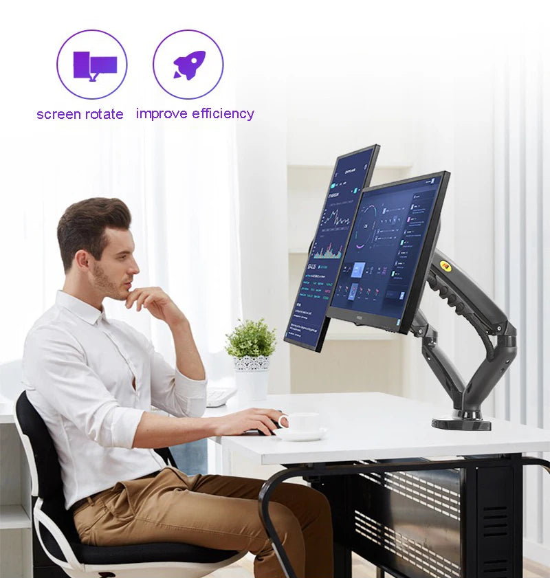 White Color Dual Arm Monitor Support 17-30 Inch  Mount Bracket Holder Load 2-9 Kgs Each NB F160