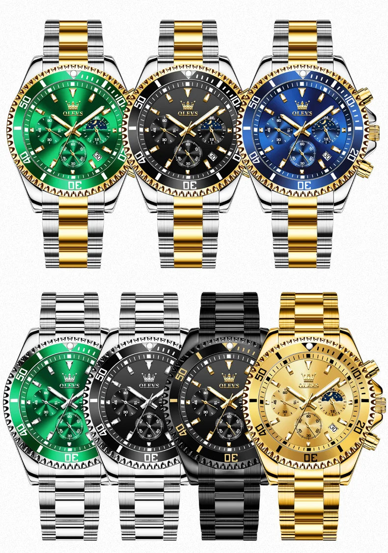 OLEVS 2870 Mens Watch Original Fashion Waterproof Luminous Quartz Wristwatch Strap Sport Date Clock Male Freebie Reloj Mens Gift