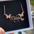 DUOYING Custom Butterfly Name Necklace Personalized Nameplate with Colorful Zircon Necklace Stainless Steel For Women Jewelry
