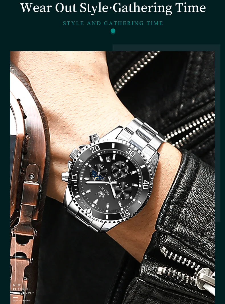 OLEVS 2870 Mens Watch Original Fashion Waterproof Luminous Quartz Wristwatch Strap Sport Date Clock Male Freebie Reloj Mens Gift