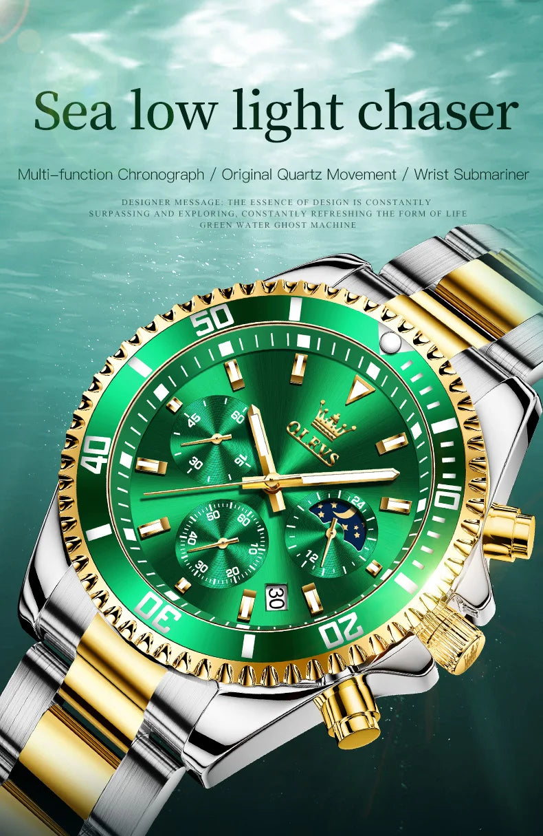 OLEVS 2870 Mens Watch Original Fashion Waterproof Luminous Quartz Wristwatch Strap Sport Date Clock Male Freebie Reloj Mens Gift