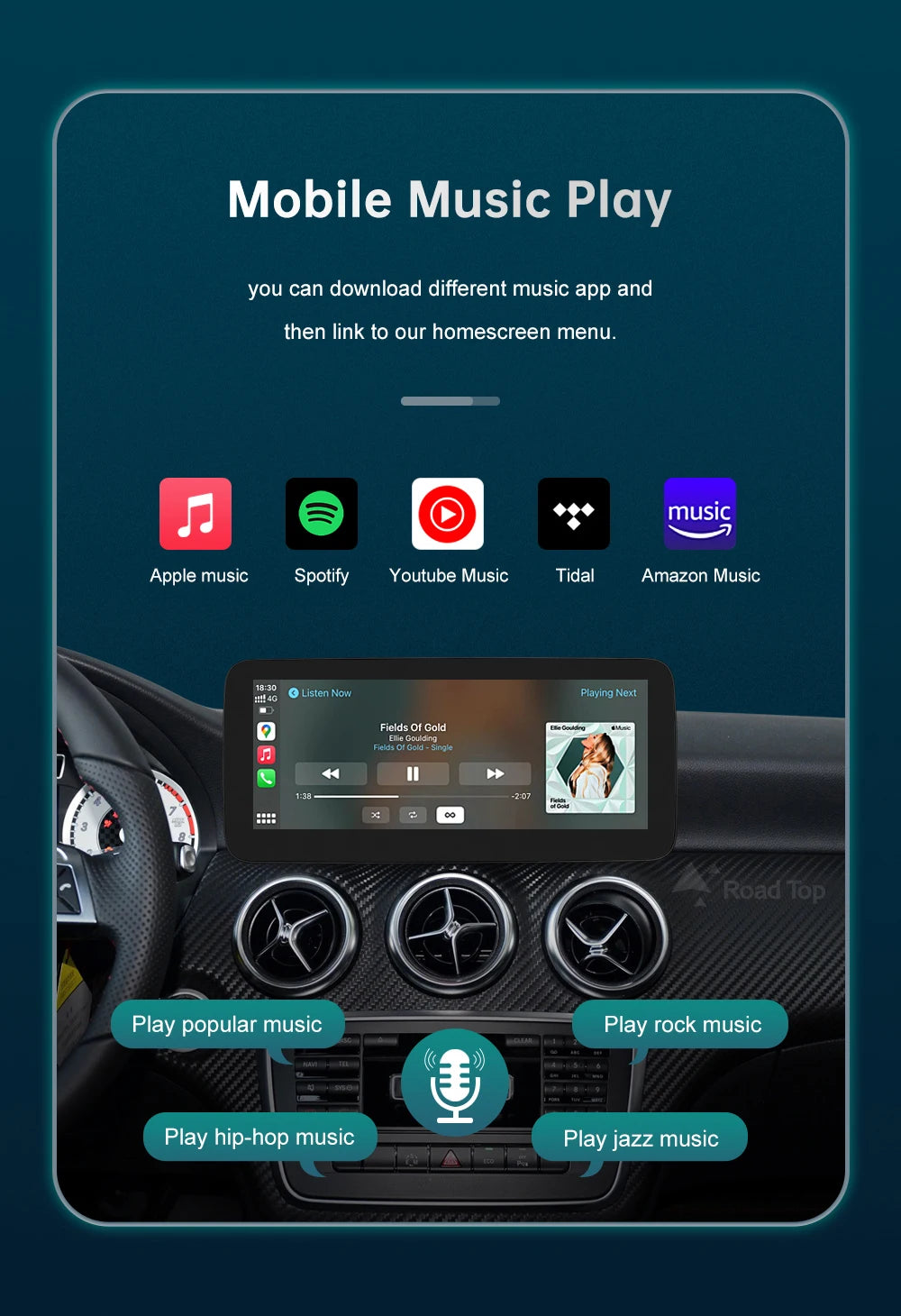 12.3'  Wireless CarPlay Android Auto Multimedia Display Screen for Mercedes-Benz A W176 B W246 CLA GLA Class 2013 to 2015