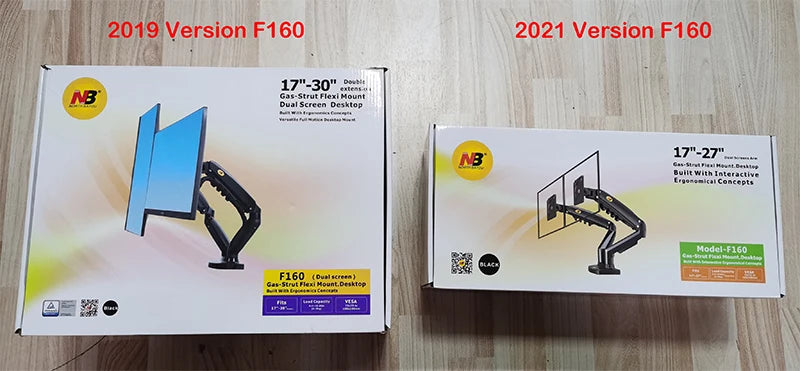 White Color Dual Arm Monitor Support 17-30 Inch  Mount Bracket Holder Load 2-9 Kgs Each NB F160