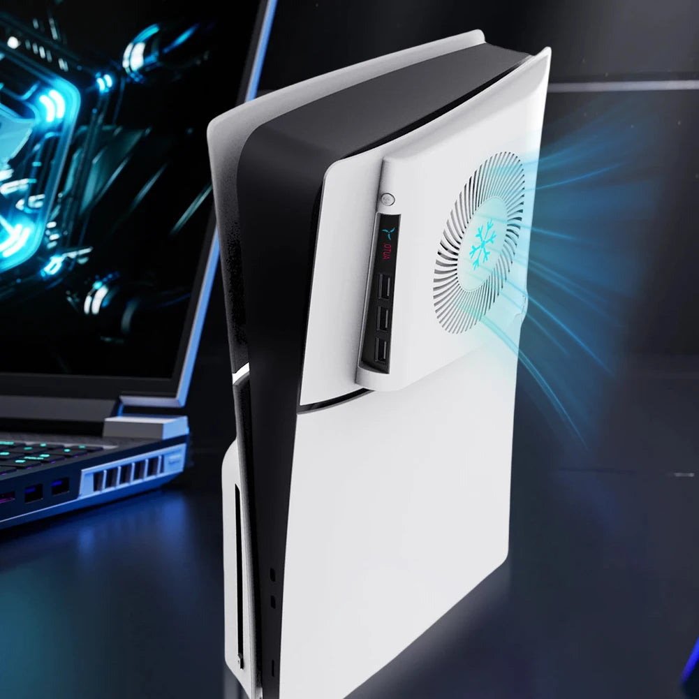 For PS5 Slim Console Cooling Fan Side-Mounted Cooling Fan Console Quiet Cooler Console Cooler for Playstation 5 Slim Accessories