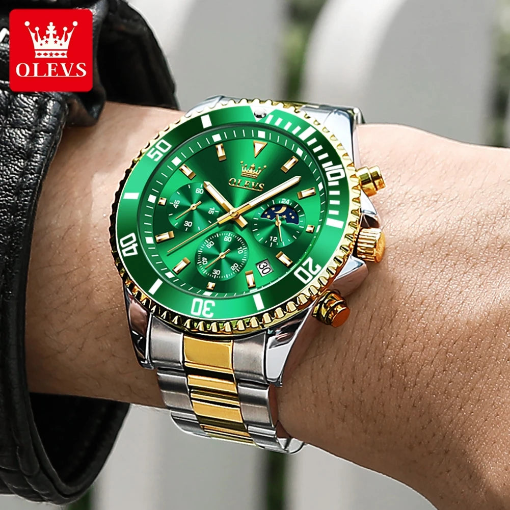 OLEVS 2870 Mens Watch Original Fashion Waterproof Luminous Quartz Wristwatch Strap Sport Date Clock Male Freebie Reloj Mens Gift