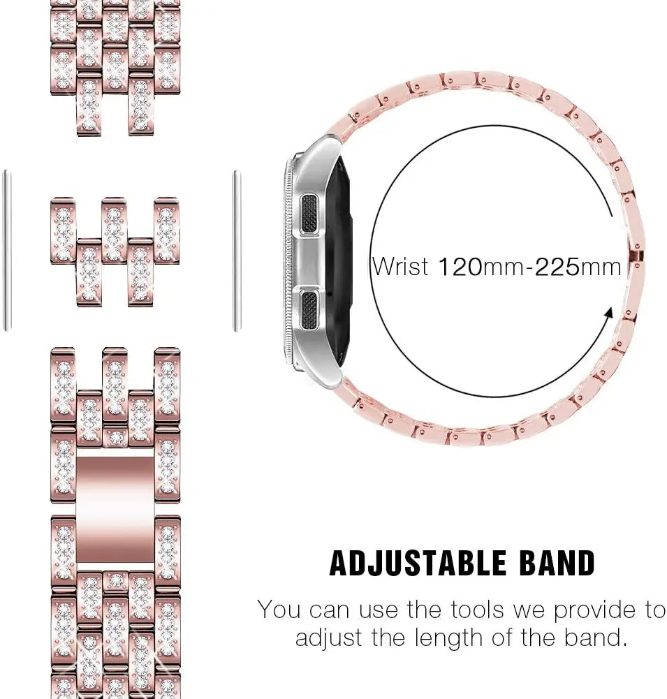 20/22mm Metal Strap for Samsung Galaxy Watch 7/6/5/4/Classic 47mm/active 2 Gear s3 Diamond Bracelet for Huawei GT234 5 pro 46mm