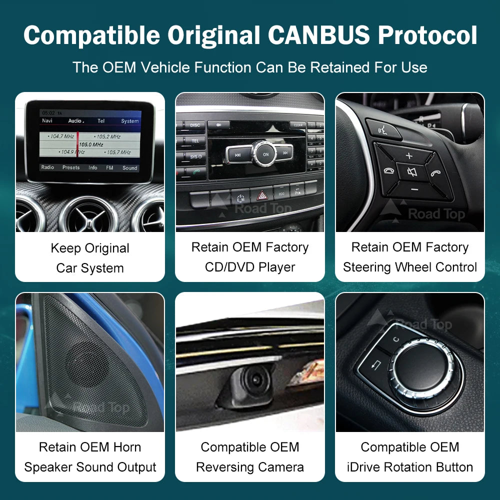 12.3'  Wireless CarPlay Android Auto Multimedia Display Screen for Mercedes-Benz A W176 B W246 CLA GLA Class 2013 to 2015