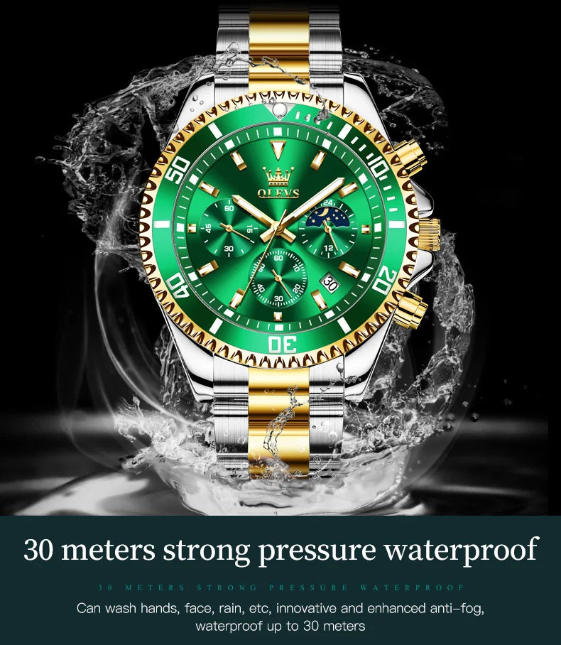 OLEVS 2870 Mens Watch Original Fashion Waterproof Luminous Quartz Wristwatch Strap Sport Date Clock Male Freebie Reloj Mens Gift