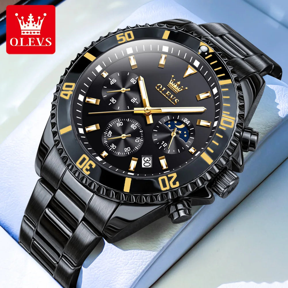 OLEVS 2870 Mens Watch Original Fashion Waterproof Luminous Quartz Wristwatch Strap Sport Date Clock Male Freebie Reloj Mens Gift