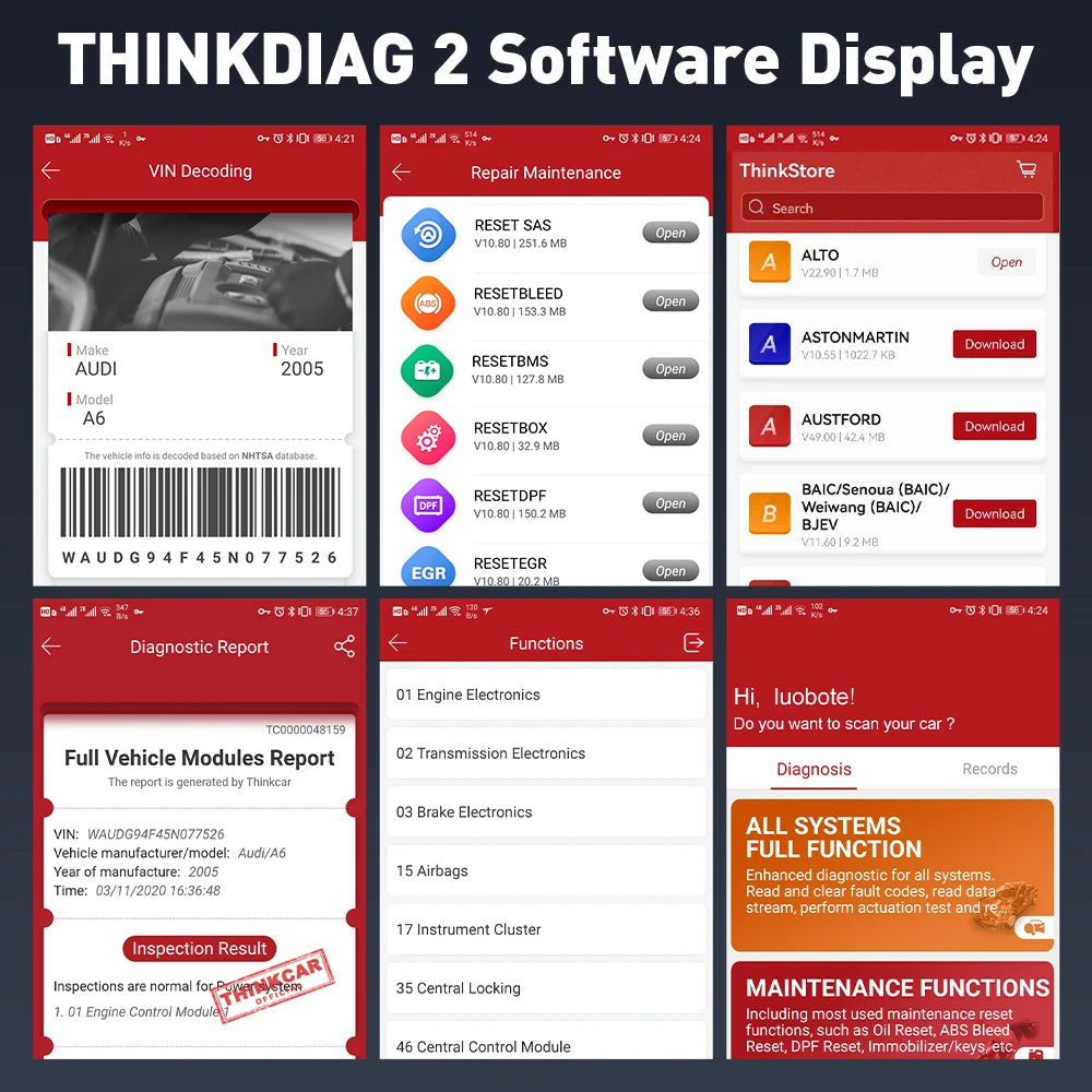 THINKCAR THINKDIAG 2 /KINGBOLEN Ediag Plus CAN FD All Systems 15 Reset Services ECU Coding OBD2 Scanner Car Diagnostic Tool