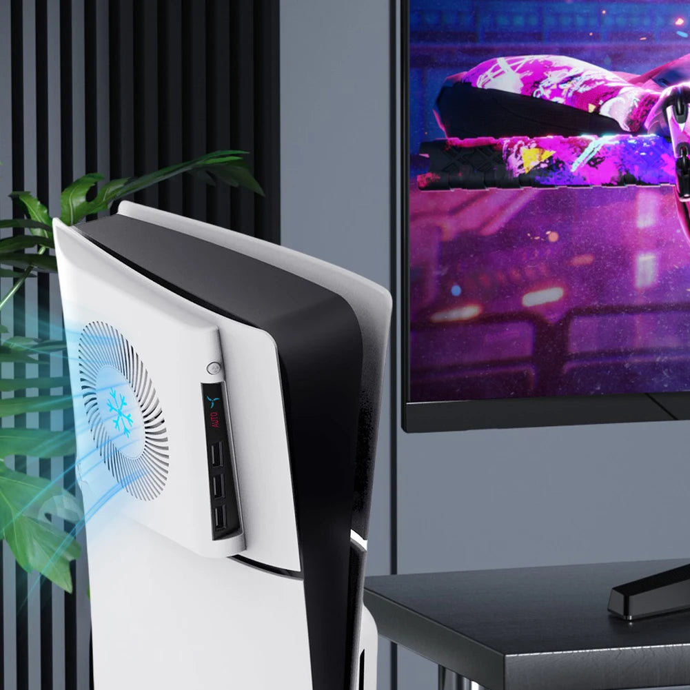 For PS5 Slim Console Cooling Fan Side-Mounted Cooling Fan Console Quiet Cooler Console Cooler for Playstation 5 Slim Accessories