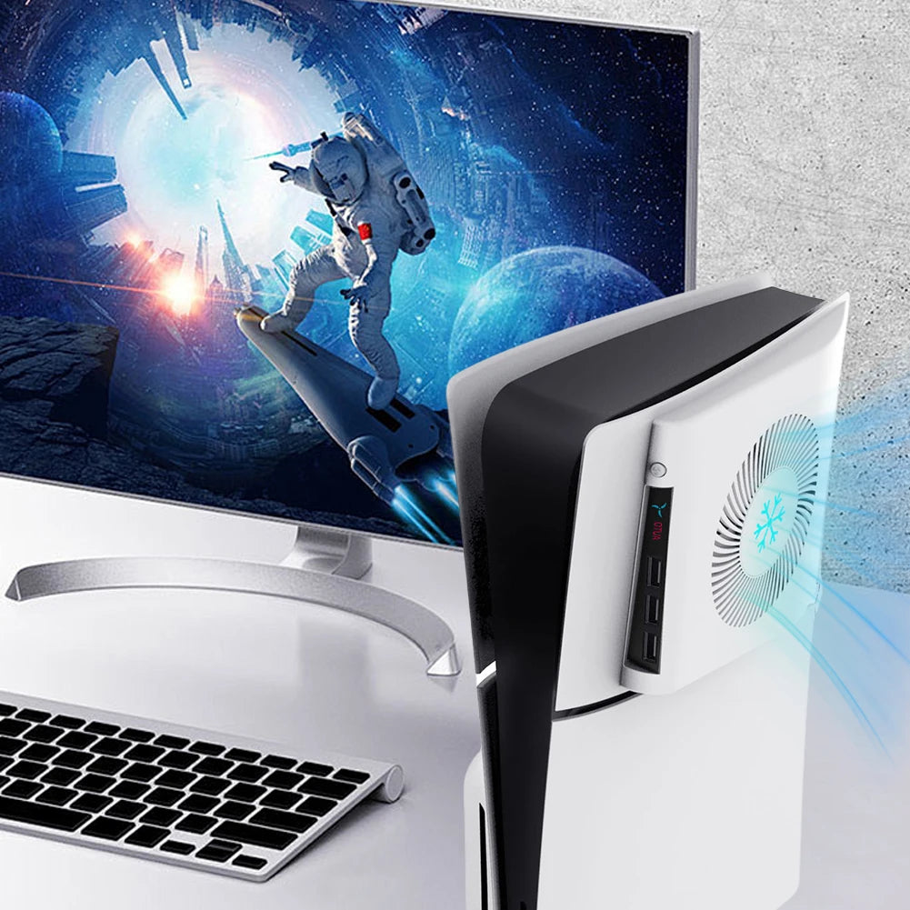 For PS5 Slim Console Cooling Fan Side-Mounted Cooling Fan Console Quiet Cooler Console Cooler for Playstation 5 Slim Accessories