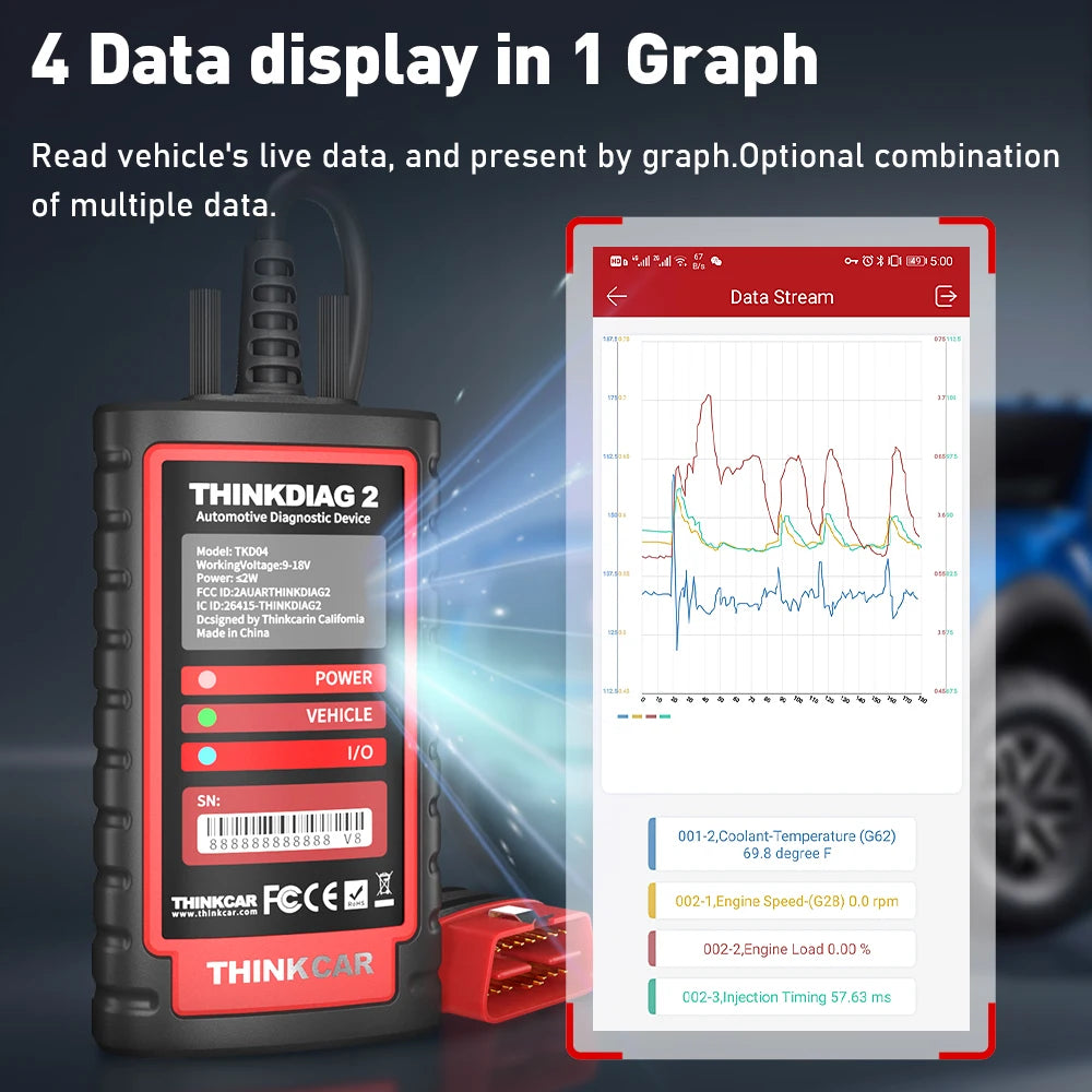THINKCAR THINKDIAG 2 /KINGBOLEN Ediag Plus CAN FD All Systems 15 Reset Services ECU Coding OBD2 Scanner Car Diagnostic Tool