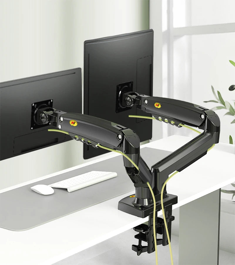 White Color Dual Arm Monitor Support 17-30 Inch  Mount Bracket Holder Load 2-9 Kgs Each NB F160
