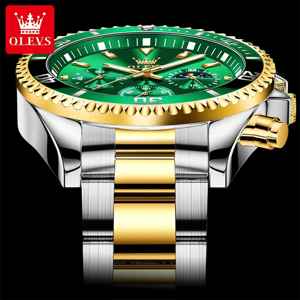 OLEVS 2870 Mens Watch Original Fashion Waterproof Luminous Quartz Wristwatch Strap Sport Date Clock Male Freebie Reloj Mens Gift