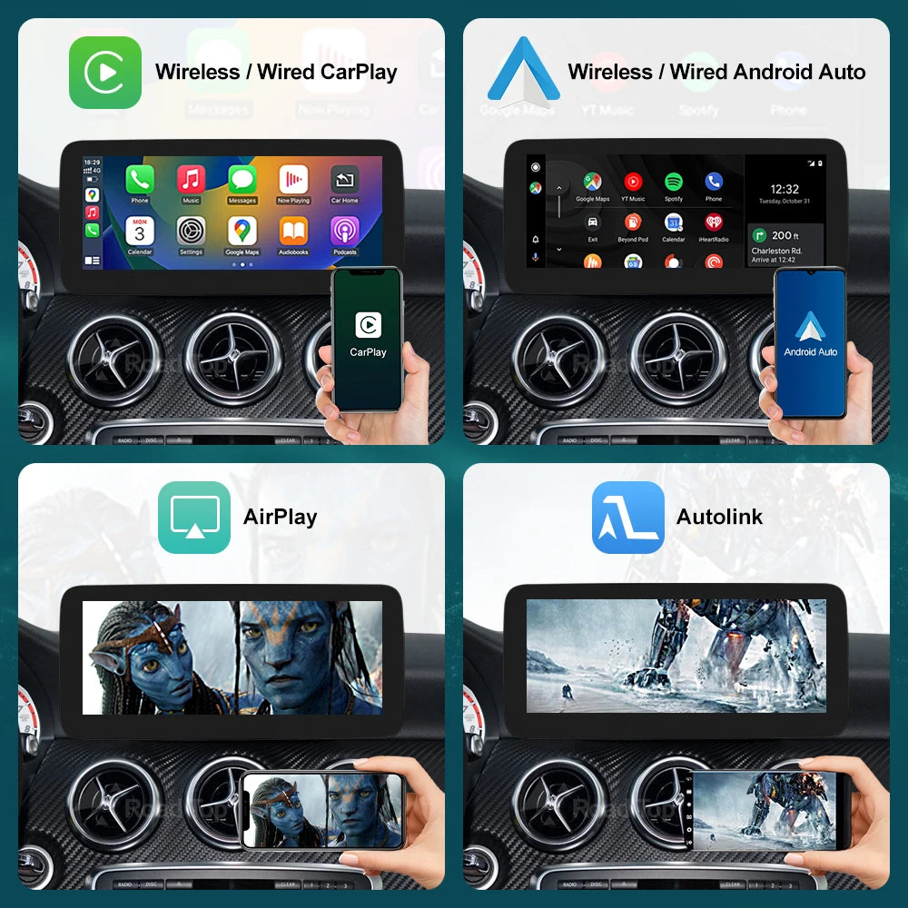 12.3'  Wireless CarPlay Android Auto Multimedia Display Screen for Mercedes-Benz A W176 B W246 CLA GLA Class 2013 to 2015
