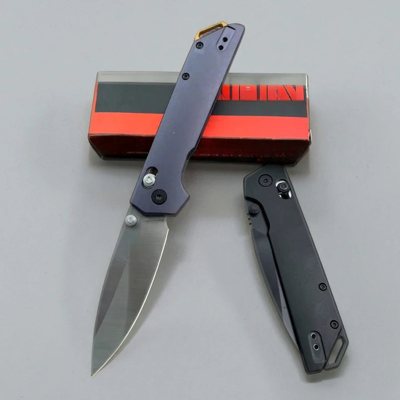 KS 2038 Iridium Folding Knife D2 Steel Blade T6 Aluminum Handle Tactical Defense Pocket EDC Small Camping Knife Tool Men's Gifts