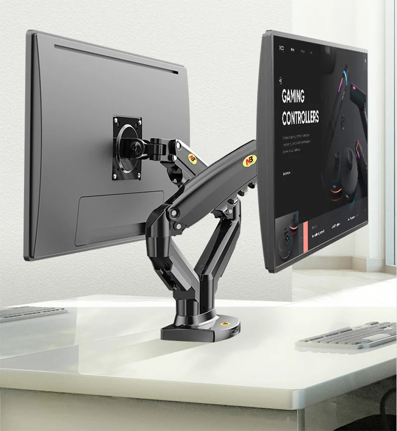 White Color Dual Arm Monitor Support 17-30 Inch  Mount Bracket Holder Load 2-9 Kgs Each NB F160