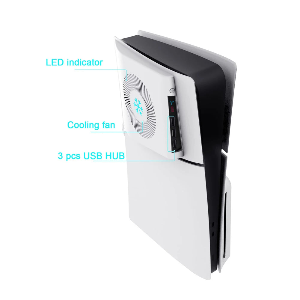 For PS5 Slim Console Cooling Fan Side-Mounted Cooling Fan Console Quiet Cooler Console Cooler for Playstation 5 Slim Accessories
