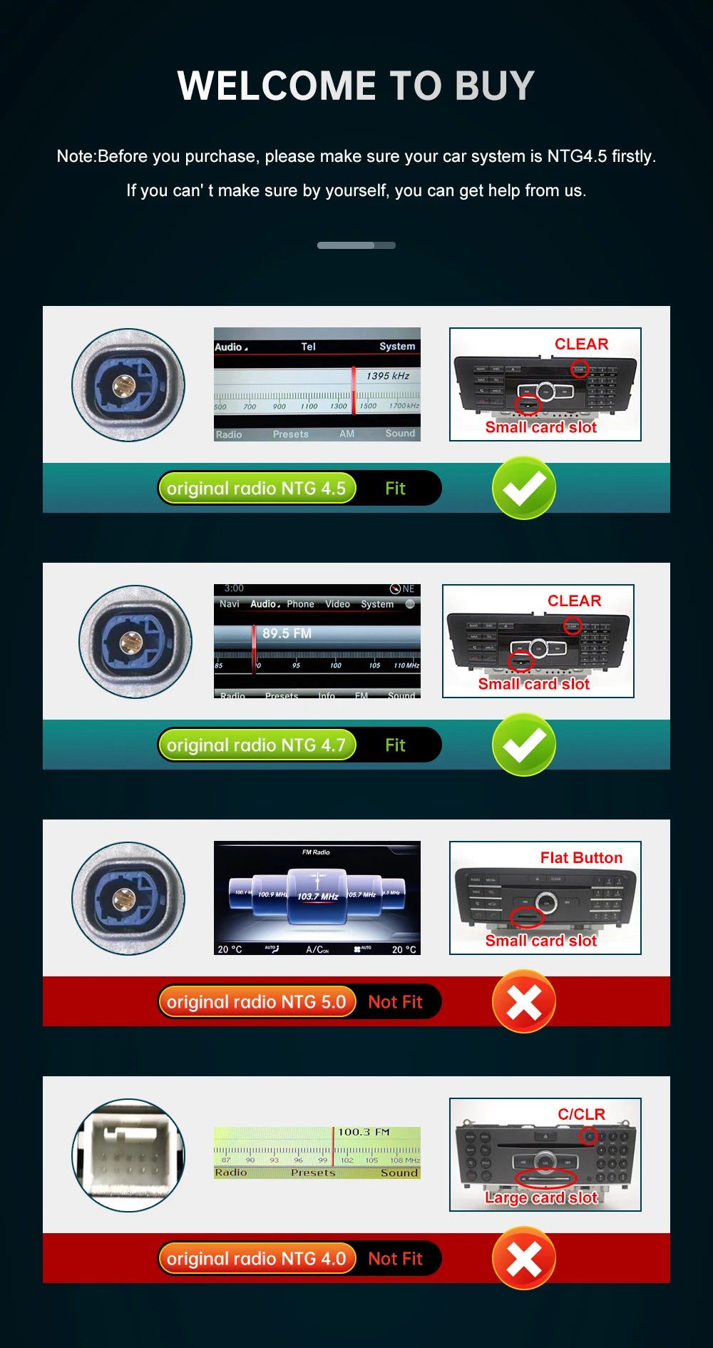 12.3'  Wireless CarPlay Android Auto Multimedia Display Screen for Mercedes-Benz A W176 B W246 CLA GLA Class 2013 to 2015