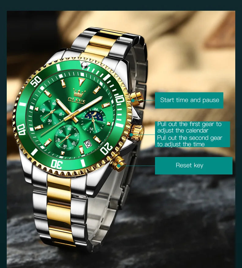 OLEVS 2870 Mens Watch Original Fashion Waterproof Luminous Quartz Wristwatch Strap Sport Date Clock Male Freebie Reloj Mens Gift