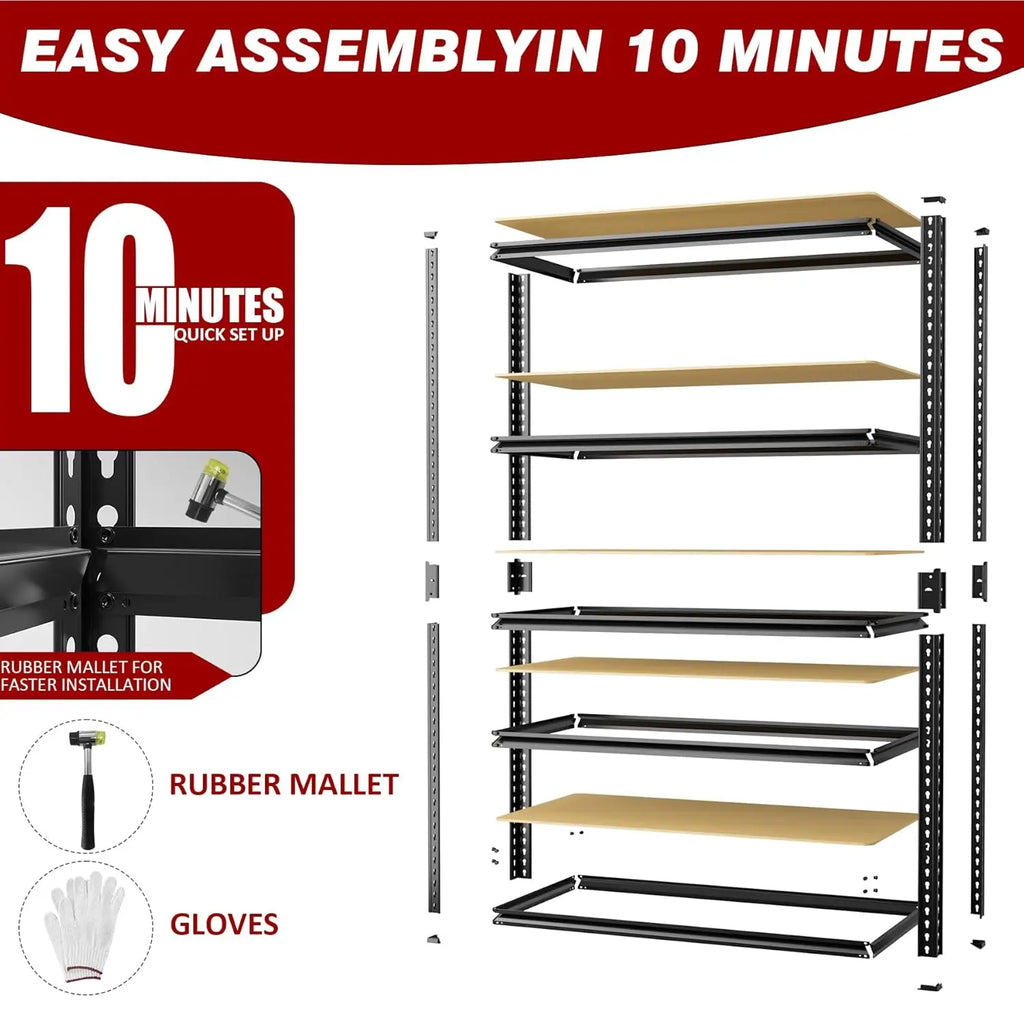 2400LBS Storage Shelves 5 Tier Adjustable Garage Storage Shelving Heavy Duty Metal Storage Rack Shelf Unit for, Customized