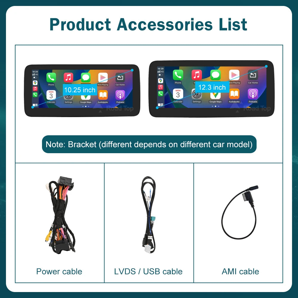 12.3'  Wireless CarPlay Android Auto Multimedia Display Screen for Mercedes-Benz A W176 B W246 CLA GLA Class 2013 to 2015