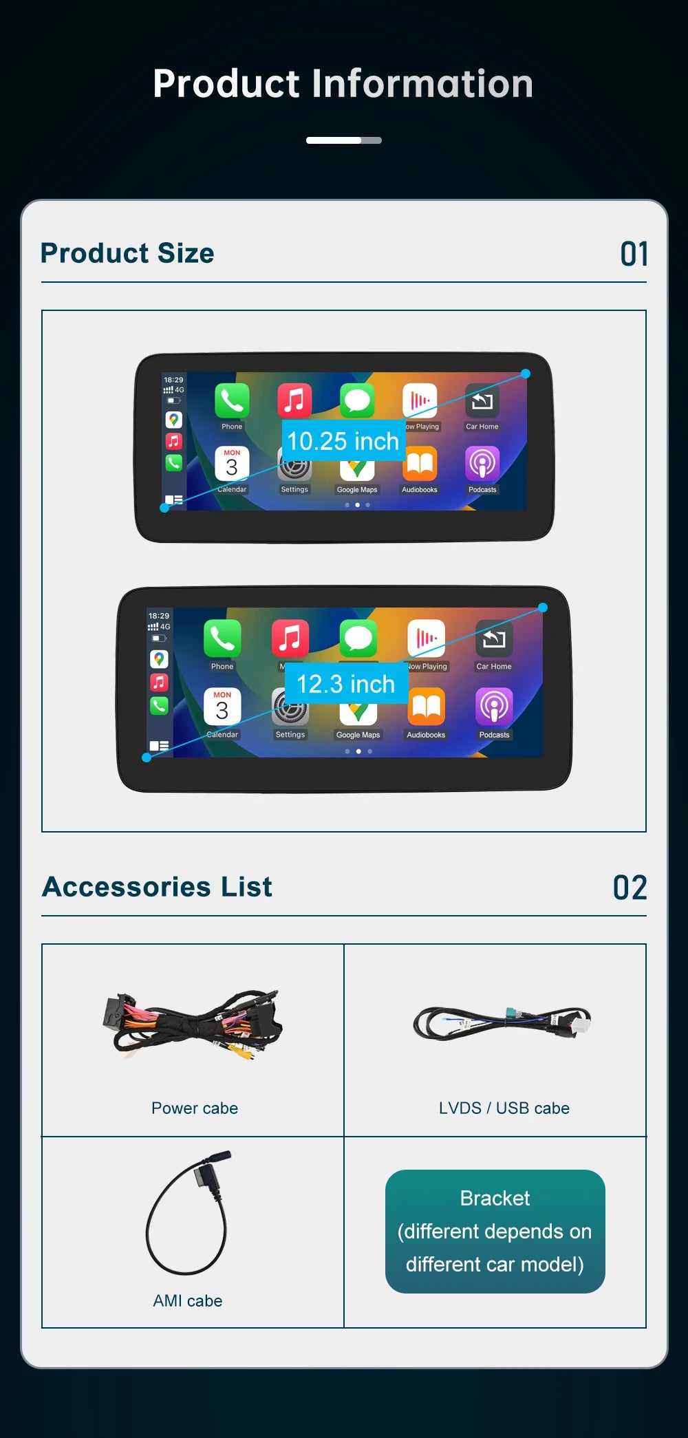 12.3'  Wireless CarPlay Android Auto Multimedia Display Screen for Mercedes-Benz A W176 B W246 CLA GLA Class 2013 to 2015