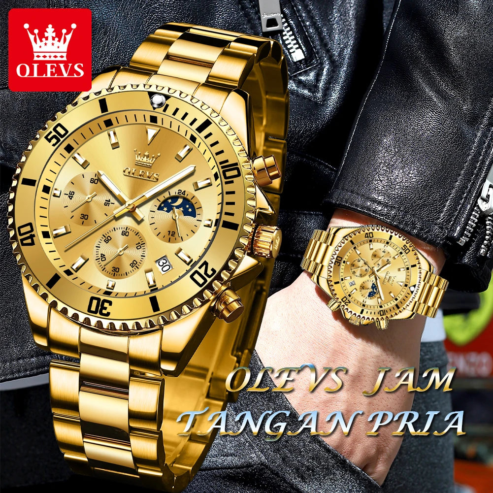 OLEVS 2870 Mens Watch Original Fashion Waterproof Luminous Quartz Wristwatch Strap Sport Date Clock Male Freebie Reloj Mens Gift