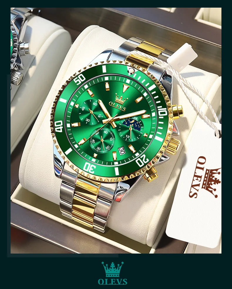 OLEVS 2870 Mens Watch Original Fashion Waterproof Luminous Quartz Wristwatch Strap Sport Date Clock Male Freebie Reloj Mens Gift