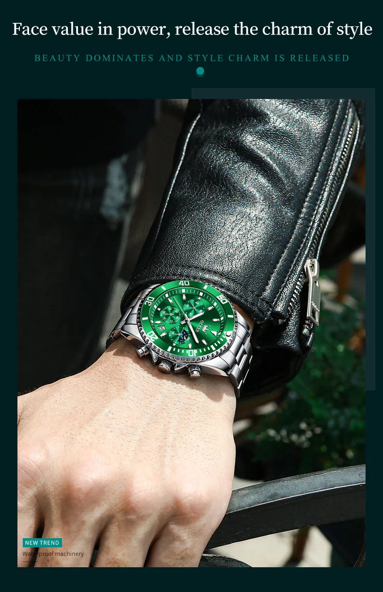 OLEVS 2870 Mens Watch Original Fashion Waterproof Luminous Quartz Wristwatch Strap Sport Date Clock Male Freebie Reloj Mens Gift