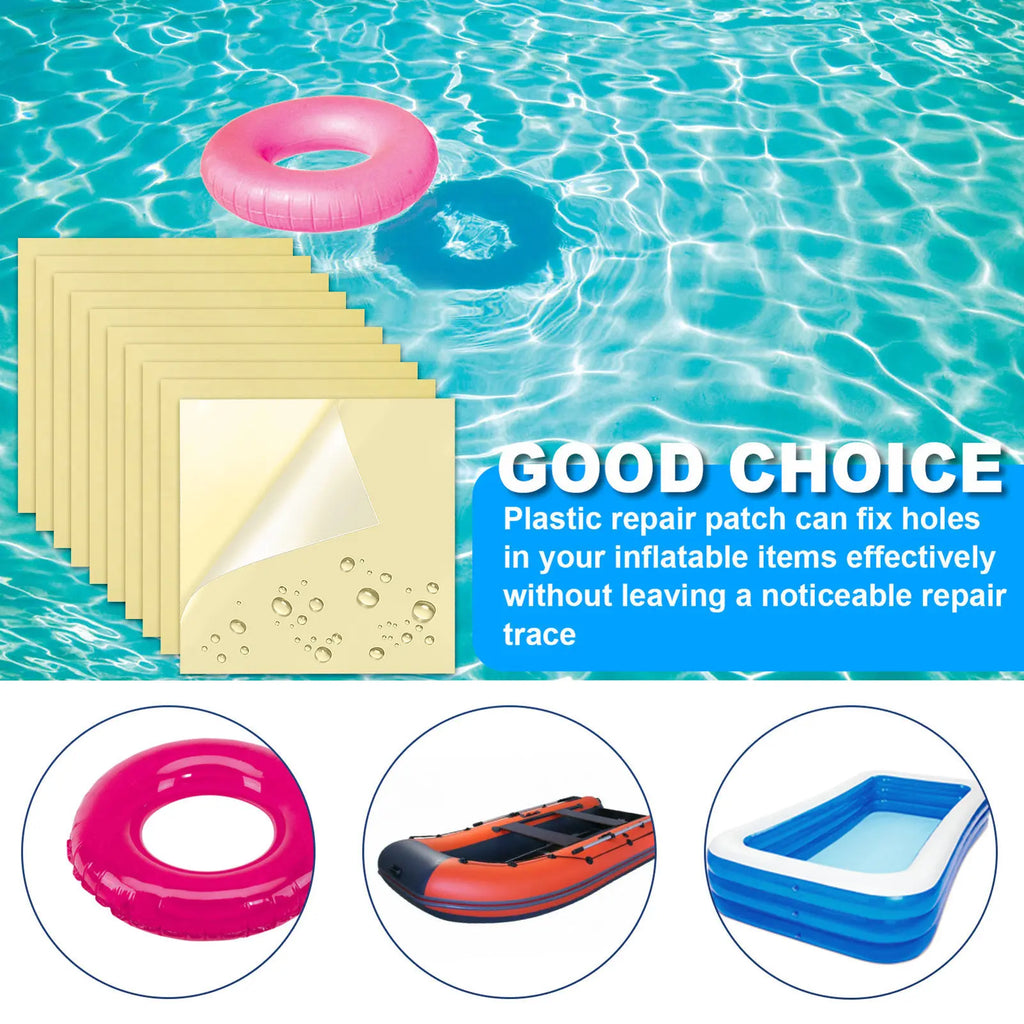 10 Pieces Iatable Patch Repair Kit Pool Cover Repair Patch Kit PVC Vinyl Pool Repair Patches Waterproof Stickers Repair
